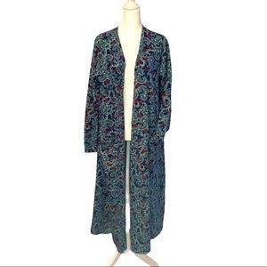 Lularoe Sarah Blue Paisley Sweater Coat Large